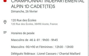 CHAMPIONNAT INDEPARTEMENTAL ALPIN 1D CADET(TE)S