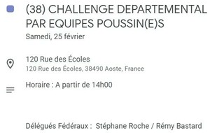 CHALLENGE DEPARTEMENTAL PAR EQUIPES POUSSIN(E)S