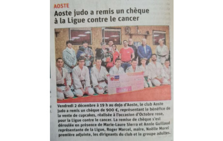 Remise du chèque à la ligue contre le cancer