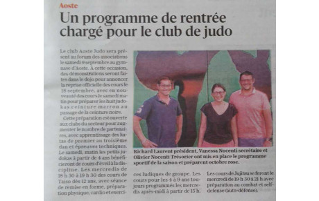 Aoste judo prépare sa rentrée