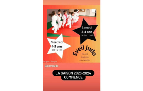 Cour Eveil judo 3-4 ans et 4-5 ans année 2018 / 2019.